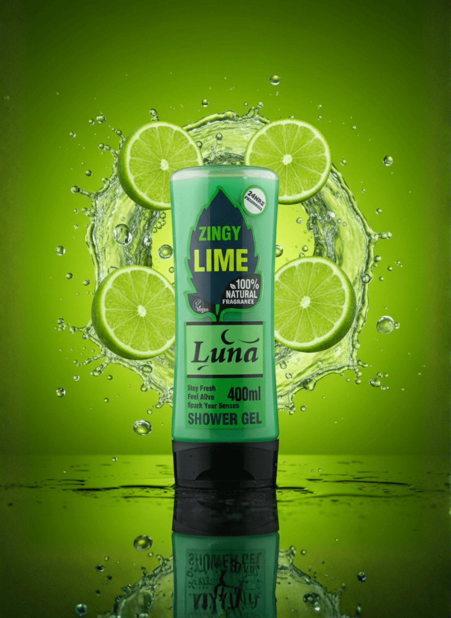 Energize your shower with the bold, citrusy splash of LUNA's ZINGY LIME Shower Gel. Bursting with the vibrant scent of fresh limes, this invigorating formula wakes up your senses and leaves your skin feeling cool, clean, and alive. The rich, foamy lather gently washes away dirt and excess oil, while the ZESTY LIME aroma delivers an instant mood boost withy every use. Perfect for hot days or morning showers, its refreshing scent lingers lightly on your skin, keeping you feeling fresh and confident all day. Ideal for all skin types and daily use. Luna Zingy Lime- Spark Your Senses. Stay Fresh. Feel Alive.